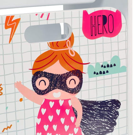 Narrow Children's Shelf with Hero Motif