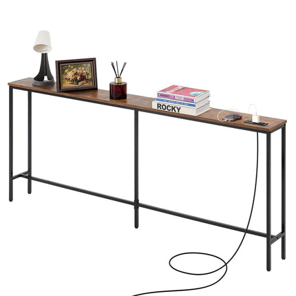 Narrow Console Sofa Table 70.9 In, Outlets And USB
