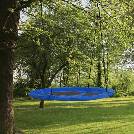 Ligzdas šūpoles Ø110 cm, 150 kg, regulējamas, zilas, 3-12 gadi