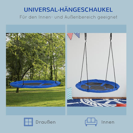 Ligzdas šūpoles Ø110 cm, 150 kg, regulējamas, zilas, 3-12 gadi