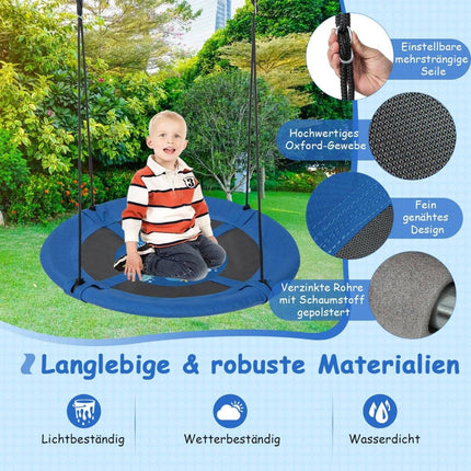 Ligzdas šūpoles bērnu šūpoles koka šūpoles piekaramās šūpoles Ø 100 cm zilais valis