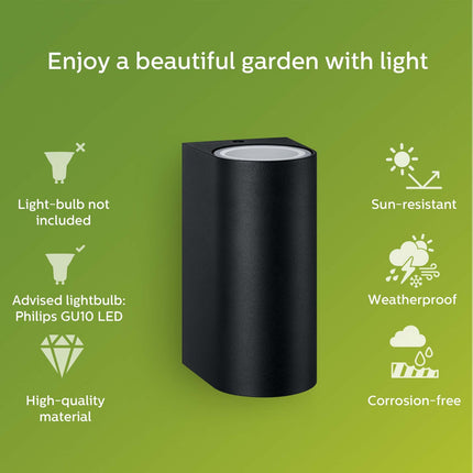 Nightingale Up-/downlight (2xGU10 socket) IP44 Aluminum Black