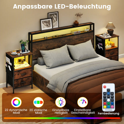 Naktsskapīšu komplekts ar uzlādes staciju un LED gaismām