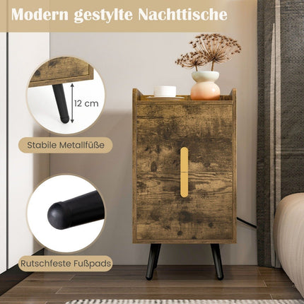 Naktsskapītis ar uzlādes staciju, 2 atvilktnes, USB porti, 40x32x60 cm