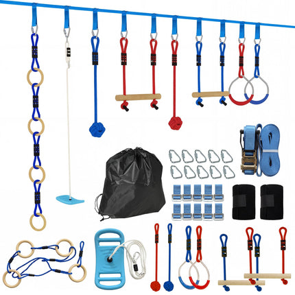 Ninja Slackline Kinder-Kletterseil komplekts, 3-in-1 Schaukel, 100 kg Belastbarkeit