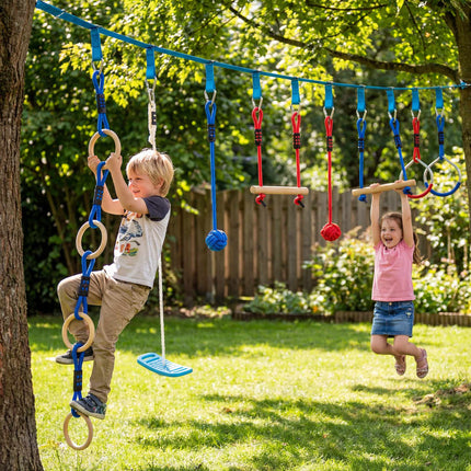 Ninja Slackline Kinder-Kletterseil komplekts, 3-in-1 Schaukel, 100 kg Belastbarkeit