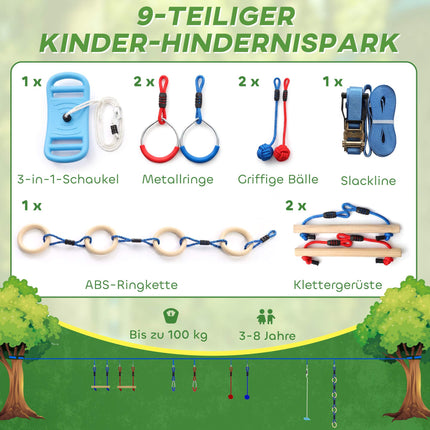 Ninja Slackline Kinder-Kletterseil komplekts, 3-in-1 Schaukel, 100 kg Belastbarkeit