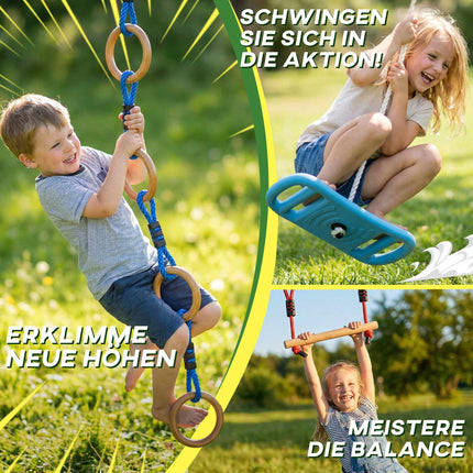 Ninja Slackline Kinder-Kletterseil komplekts, 3-in-1 Schaukel, 100 kg Belastbarkeit