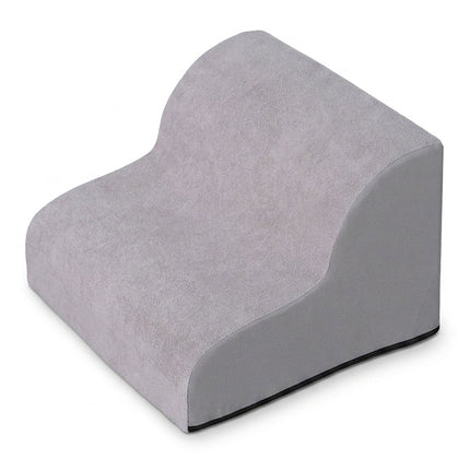 Non-Slip Dog Stairs with 2 Steps and Foam Core, Washable Cover, Grey