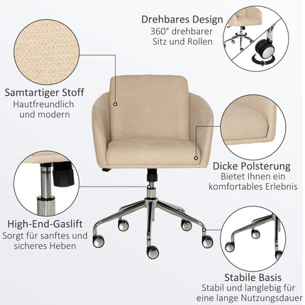 Biroja krēsls, grozāms krēsls, ergonomisks, regulējams augstums, viedais pieskāriens, metāls, bēšs