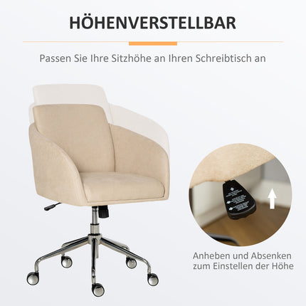 Biroja krēsls, grozāms krēsls, ergonomisks, regulējams augstums, viedais pieskāriens, metāls, bēšs