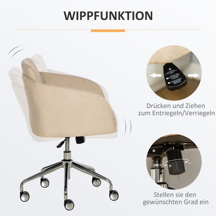 Biroja krēsls, grozāms krēsls, ergonomisks, regulējams augstums, viedais pieskāriens, metāls, bēšs