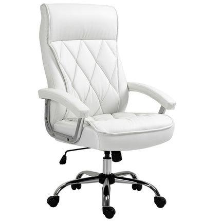 Biroja krēsls, grozāms krēsls, ergonomisks, ar šūpošanās funkciju, regulējams augstums, romba raksts, balts, 66x69x121 cm