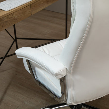 Biroja krēsls, grozāms krēsls, ergonomisks, ar šūpošanās funkciju, regulējams augstums, romba raksts, balts, 66x69x121 cm