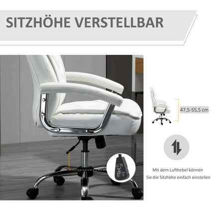 Biroja krēsls, grozāms krēsls, ergonomisks, ar šūpošanās funkciju, regulējams augstums, romba raksts, balts, 66x69x121 cm