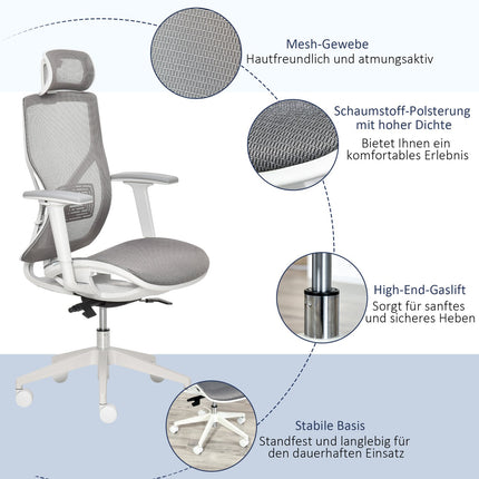 Ergonomic gaming office chair, rotatable with lumbar support and 3D armrests