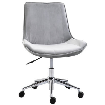 Biroja krēsls, Grozāms krēsls, Regulējams Augstums, 360° Rotējams, Samta Audums, Pelēks, 52,5X60X82-91Cm