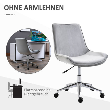 Biroja krēsls, Grozāms krēsls, Regulējams Augstums, 360° Rotējams, Samta Audums, Pelēks, 52,5X60X82-91Cm