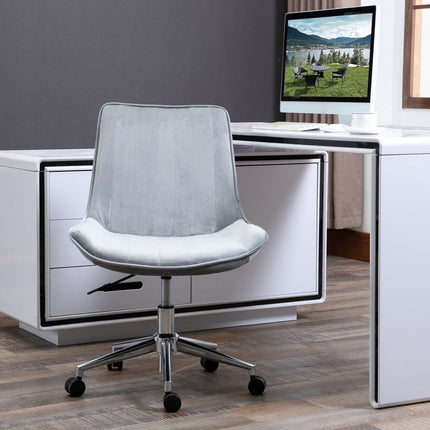 Biroja krēsls, Grozāms krēsls, Regulējams Augstums, 360° Rotējams, Samta Audums, Pelēks, 52,5X60X82-91Cm
