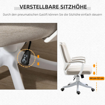 Biroja krēsls ar šūpošanās funkciju, atzveltni, regulējamu augstumu, biezi polsterētu, ergonomisku, 360° grozāmu riteņu komplektu, 62x69x92-100 cm