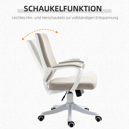 Biroja krēsls ar šūpošanās funkciju, atzveltni, regulējamu augstumu, biezi polsterētu, ergonomisku, 360° grozāmu riteņu komplektu, 62x69x92-100 cm