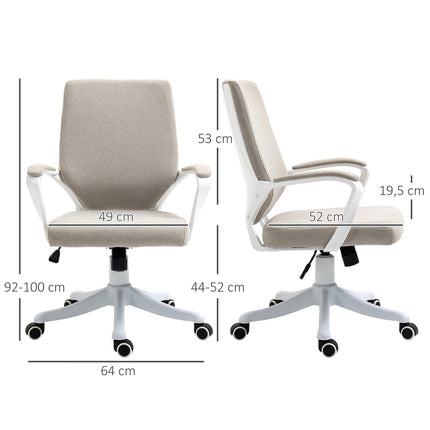 Biroja krēsls ar šūpošanās funkciju, atzveltni, regulējamu augstumu, biezi polsterētu, ergonomisku, 360° grozāmu riteņu komplektu, 62x69x92-100 cm