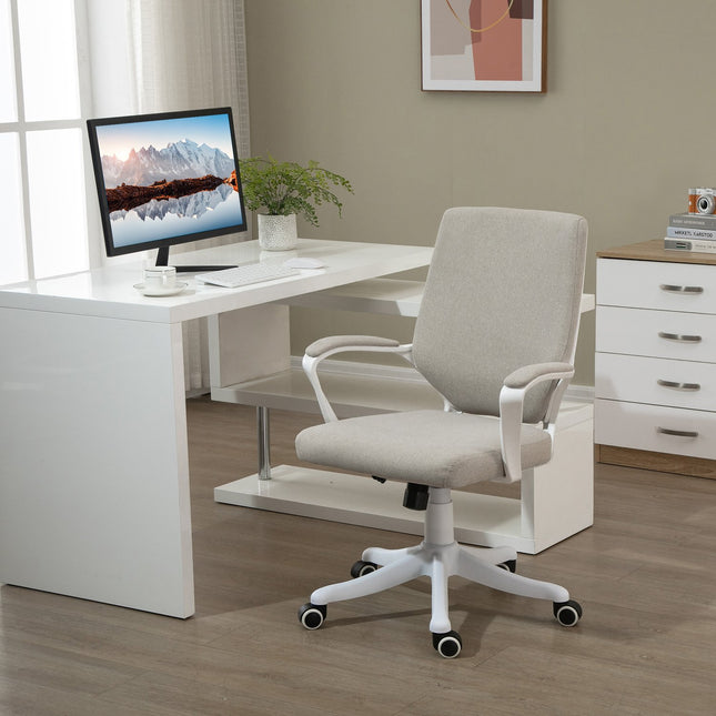 Biroja krēsls ar šūpošanās funkciju, atzveltni, regulējamu augstumu, biezi polsterētu, ergonomisku, 360° grozāmu riteņu komplektu, 62x69x92-100 cm