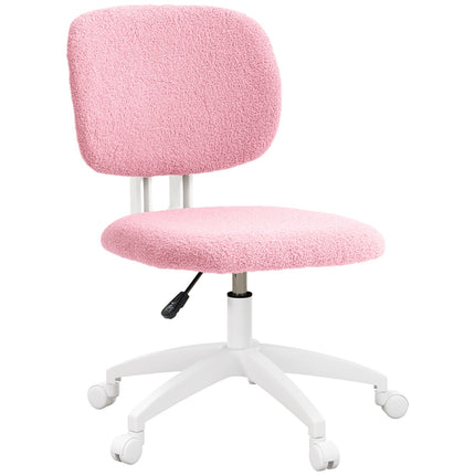 Biroja krēsls, ergonomisks, rakstāmgalda krēsls, regulējams augstums, datorkrēsls bez roku balstiem, grozāms, samts, rozā