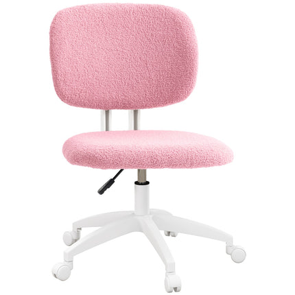 Biroja krēsls, ergonomisks, rakstāmgalda krēsls, regulējams augstums, datorkrēsls bez roku balstiem, grozāms, samts, rozā