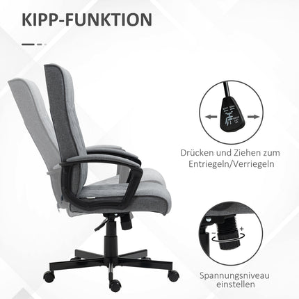 Biroja krēsls, ergonomisks, rakstāmgalda krēsls ar šūpošanās funkciju, regulējams augstums, grozāms, birojam, tumši pelēks