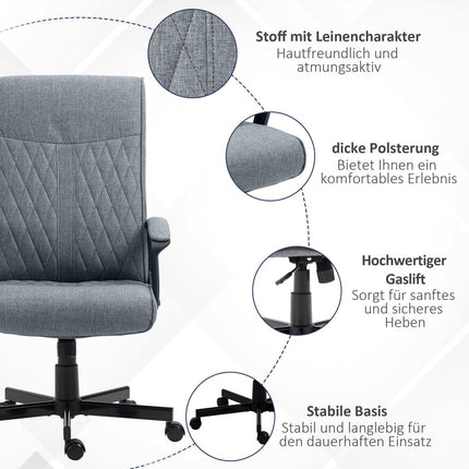 Biroja krēsls, ergonomisks, rakstāmgalda krēsls ar šūpošanās funkciju, regulējams augstums, grozāms, birojam, tumši pelēks