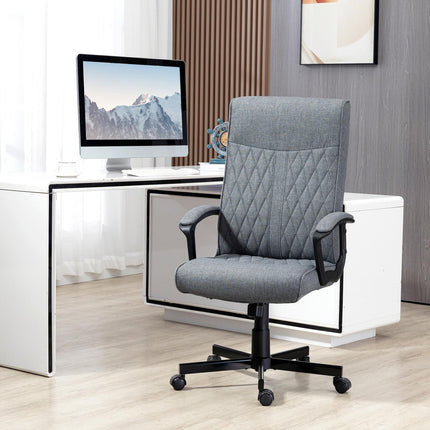 Biroja krēsls, ergonomisks, rakstāmgalda krēsls ar šūpošanās funkciju, regulējams augstums, grozāms, birojam, tumši pelēks