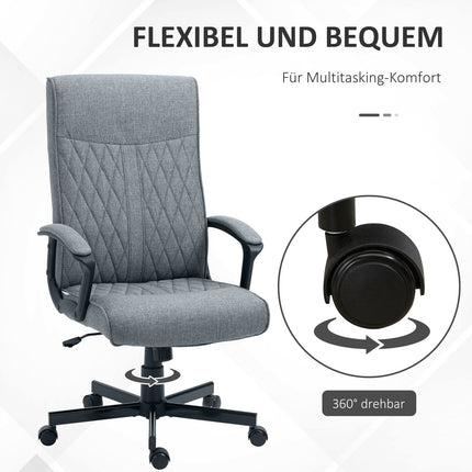 Biroja krēsls, ergonomisks, rakstāmgalda krēsls ar šūpošanās funkciju, regulējams augstums, grozāms, birojam, tumši pelēks
