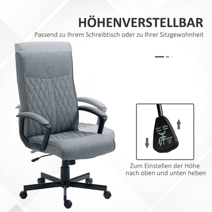 Biroja krēsls, ergonomisks, rakstāmgalda krēsls ar šūpošanās funkciju, regulējams augstums, grozāms, birojam, tumši pelēks