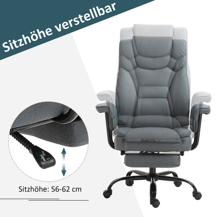 Biroja krēsls, ergonomisks, vadītāja krēsls, 360° rotējošs, regulējams augstums, galvas balsts, polsterēti roku balsti un kāju balsts