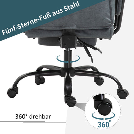 Biroja krēsls, ergonomisks, vadītāja krēsls, 360° rotējošs, regulējams augstums, galvas balsts, polsterēti roku balsti un kāju balsts