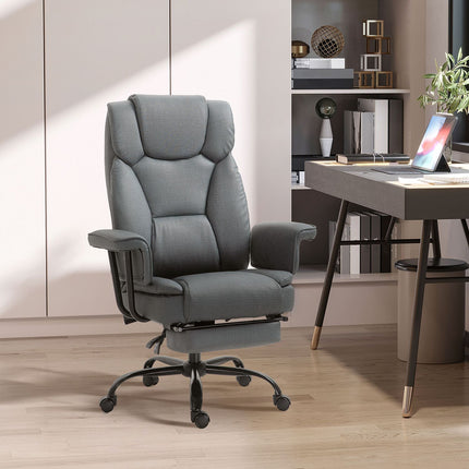 Biroja krēsls, ergonomisks, vadītāja krēsls, 360° rotējošs, regulējams augstums, galvas balsts, polsterēti roku balsti un kāju balsts