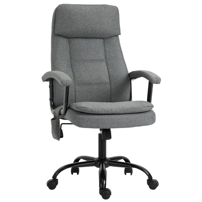 Biroja krēsls Ergonomisks spēļu krēsls ar masāžu un jostasvietas masāžu, regulējams augstums, lina sajūta, pelēks, 63x70x112-121 cm