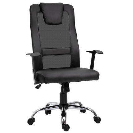 Biroja krēsls, ergonomisks, grozāms, regulējams augstums, mākslīgā āda, melns, 66x73x108-118 cm