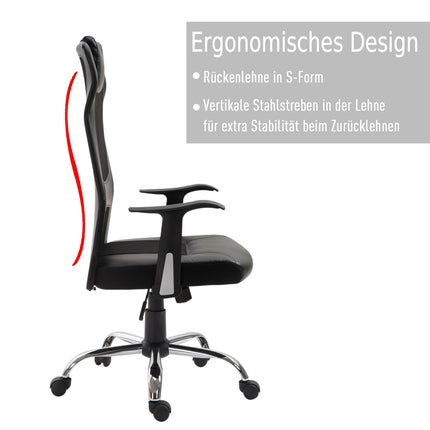 Biroja krēsls, ergonomisks, grozāms, regulējams augstums, mākslīgā āda, melns, 66x73x108-118 cm