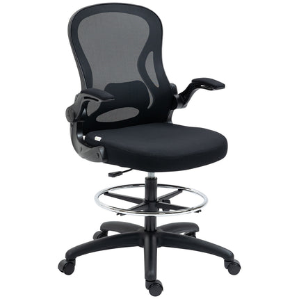 Biroja krēsls Ergonomisks darba krēsls ar regulējamu kāju gredzenu, 110-130 cm regulējams augstums, riteņi, jostasvietas atbalsts, melns