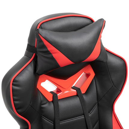 Biroja krēsls, spēļu krēsls, masāžas funkcija, vadītāja krēsls, mākslīgā āda, regulējams augstums, melns + zils, platums 68 cm, dziļums 69 cm, augstums 108-117 cm