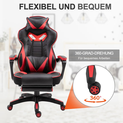 Biroja krēsls, spēļu krēsls, masāžas funkcija, vadītāja krēsls, mākslīgā āda, regulējams augstums, melns + zils, platums 68 cm, dziļums 69 cm, augstums 108-117 cm