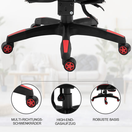 Biroja krēsls, spēļu krēsls, masāžas funkcija, vadītāja krēsls, mākslīgā āda, regulējams augstums, melns + zils, platums 68 cm, dziļums 69 cm, augstums 108-117 cm