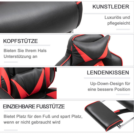 Biroja krēsls, spēļu krēsls, masāžas funkcija, vadītāja krēsls, mākslīgā āda, regulējams augstums, melns + zils, platums 68 cm, dziļums 69 cm, augstums 108-117 cm
