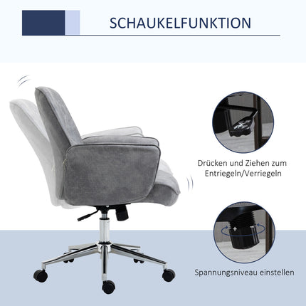 Biroja krēsls, moderns rakstāmgalda krēsls ar šūpošanās funkciju, regulējams augstums, ergonomisks, 360° grozāmi riteņi