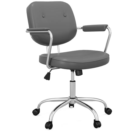 Biroja krēsls ar šūpošanās funkciju, mākslīgās ādas izskats, regulējams augstums 82-92 cm, riteņi, līdz 120 kg, grozāms krēsls