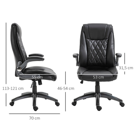 Biroja krēsls, Grozāmais krēsls, Datorkrēsls, Ergonomisks, Šūpuļkrēsla funkcija, Regulējams augstums, Galvas balsts, Polsterēti roku balsti, Melns