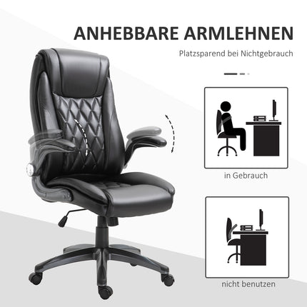 Biroja krēsls, Grozāmais krēsls, Datorkrēsls, Ergonomisks, Šūpuļkrēsla funkcija, Regulējams augstums, Galvas balsts, Polsterēti roku balsti, Melns