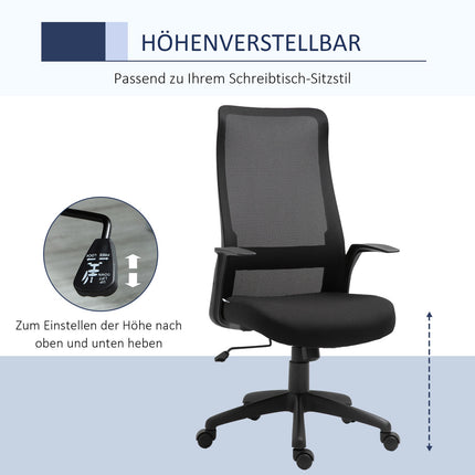 Biroja krēsls, grozāms krēsls, rakstāmgalda krēsls, regulējams augstums, ergonomisks, 360° grozāmi riteņi, biroja putas, neilons, melns